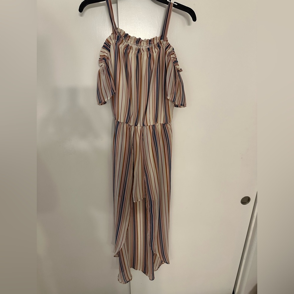 Striped Off the Shoulder Romper